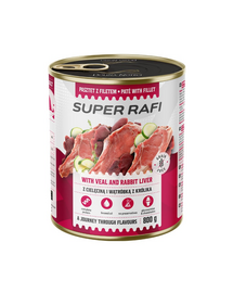 SUPER RAFI Mix 4 Arome 12 x 800 g pate pentru câini