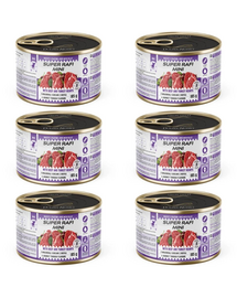 SUPER RAFI Mini cu vită și inimi de curcan 6x185 g hrană umedă pentru câini de talie mică