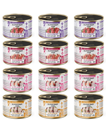 SUPER RAFI Mini Mix 4 Arome 12x185g hrană umedă pentru câini de rase mici