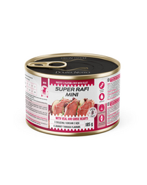 SUPER RAFI Mini cu vițel și inimi de gâscă 185 g hrană umedă pentru câini de talie mică