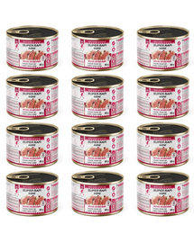SUPER RAFI Mini cu vițel și inimi de gâscă 12x185 g hrană umedă pentru câini de talie mică