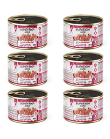 SUPER RAFI Mini cu vițel și inimi de gâscă 6x185 g hrană umedă pentru câini de talie mică