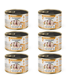 SUPER RAFI Mini cu prepeliță și ficat de rață 6x185 g hrană umedă pentru câini de talie mică