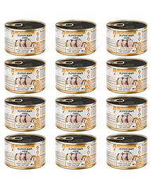 SUPER RAFI Mini cu prepeliță și ficat de rață 12x185 g hrană umedă pentru câini de talie mică