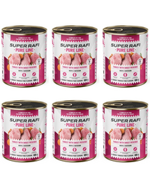SUPER RAFI Pure Line curcan și cartofi dulci 6x800 g hrană câini adulți