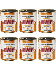 SUPER RAFI Pure Line rață și cartofi dulci 6x800 g hrană umedă câini adulți