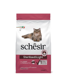 Hrană pisici sterilizate control greutate SCHESIR Original 1,5 kg cu șuncă