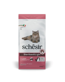 Hrană pisici sterilizate 10 kg SCHESIR Original Light cu șuncă pentru control greutate