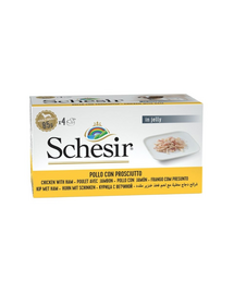 Hrană câini mici SCHESIR 4x85 g pui cu șuncă în jeleu