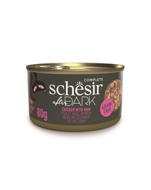 Hrană umedă pisici cu pui și șuncă Schesir After Dark în supă 80 g
