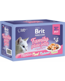 BRIT Premium by Nature Cat Delicate Fillets in Jelly 24x85 g Family Plate, hrană umedă pisici adulte, fileuri în jeleu