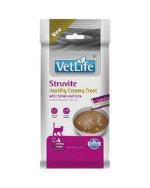 Snack cremos pisici adulte cu dietă pentru struviți FARMINA Vet Life Struvite 4x15 g cu pui și ton