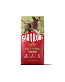 Hrană uscată câini activi 12 kg CARNILOVE Active Dog Duck and Pheasant Adult, rață și fazan