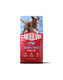 Hrană câini activi 12 kg CARNILOVE Active Dog Salmon and Turkey Adult somon și curcan