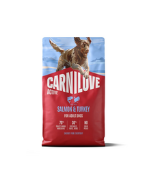Hrană câini activi CARNILOVE Active Dog Salmon and Turkey Adult 4 kg somon și curcan