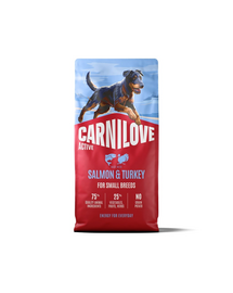Hrană câini rasă mică 12 kg CARNILOVE Active Dog Salmon & Turkey Adult Small Breeds, somon și curcan