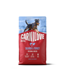 Hrană câini adulți talie mică CARNILOVE Active Dog Salmon & Turkey Adult Small Breeds 4 kg somon și curcan