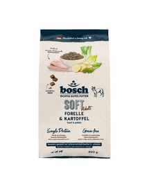 BOSCH HPC Soft Adult 800 g hrană semi-umedă monoproteică pentru câini adulți cu păstrăv și cartofi