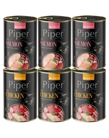 PIPER Animals Mix arome hrană pisici 6x400 g somon și pui