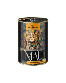 MAU Pate & Filet conservă pisici adulte, curcan și unt de arahide 400 g