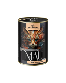 MAU Pate & Filet hrană pisici sterilizate 400 g cu rață, merișoare și roiniță
