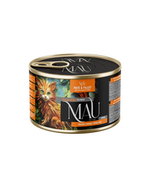 MAU Pate & Filet hrană pentru pisoi de la 3 luni 185 g cu rață, mango și măceșe