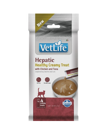 Snack cremos pisici adulte cu dietă hepatică FARMINA Vet Life Hepatic 4x15 g cu pui și ton
