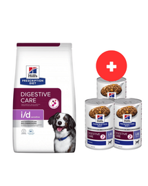 HILL'S Prescription Diet Sensitive Digestive Care i/d Activ Biome jajko i ryż 12 kg + 3 x 360g karmy dla psów GRATIS
