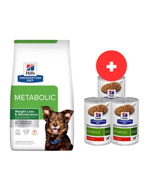 HILL'S Prescription Diet Canine Metabolic 12 kg karma dla psów z nadwagą + 3 x 370g karma dla psów z nadwagą GRATIS