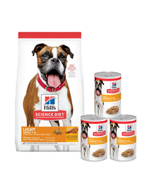 HILL'S Science Plan Adult Light Medium breed hrana caini rasa medie 14 kg + 3 conserve GRATIS