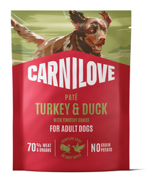 Plic hrană pentru câini CARNILOVE Dog Pouch Turkey and Duck 300g curcan și rață