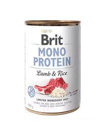 BRIT Mono Protein Lamb & Rice 12x400 g hrană umedă monoproteică pentru câini, cu miel și orez