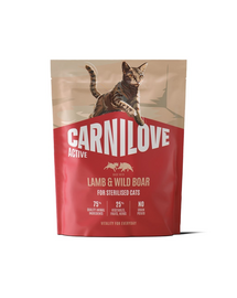 Hrană pisici sterilizate CARNILOVE Active 400 g cu miel și mistreț