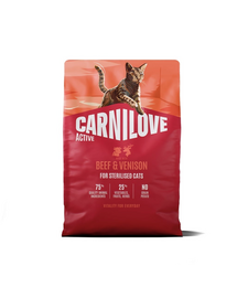 Hrană pisică sterilizată CARNILOVE Active Cat Beef and Venison Sterilised 2 kg vită și vânat