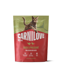 Hrană pisici sterilizate CARNILOVE Active Cat Duck and Pheasant Sterilised 400 gr rață și fazan