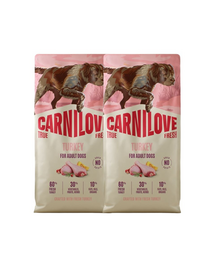 CARNILOVE True Fresh Dog Turkey Adult 2x12 kg hrană uscată pentru câini adulți, cu curcan proaspăt