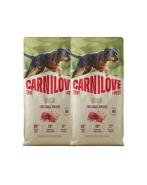CARNILOVE True Fresh Dog Duck Adult Small Breeds 2x12 kg hrană uscată pentru câini adulți de talie mică, cu rață proaspătă