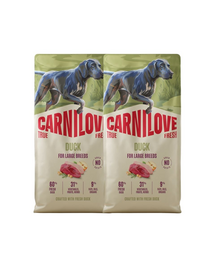 CARNILOVE True Fresh Dog Duck Adult Large Breeds 2x12 kg hrană uscată pentru câini adulți de talie mare, cu rață proaspătă