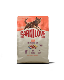 CARNILOVE True Fresh Cat Beef Sterilised 2 kg cu vită pentru pisici sterilizate