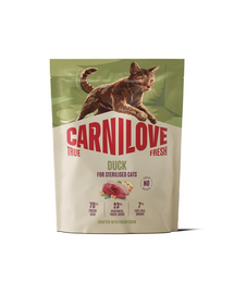 Hrană pisici sterilizate CARNILOVE True Fresh Duck 400 g cu rață