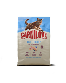 CARNILOVE True Fresh Cat Fish & Turkey Sterilised hrană uscată pentru pisici sterilizate, cu pește și curcan, 2 kg