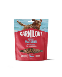 Recompense crocante câini adulți CARNILOVE Crunchy Snack Mackerel 200 g cu macrou și zmeură