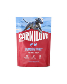 Hrană câini talie mare CARNILOVE Active Dog Salmon & Turkey Adult Large Breeds 1,5 kg somon și curcan