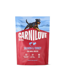 Hrană câini talie mică CARNILOVE Active Dog Salmon & Turkey Adult Small Breeds 1,5 kg somon și curcan