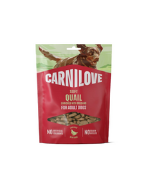 CARNILOVE Dog Soft Snack Quail 200g recompense moi pentru câini adulți cu prepeliță și oregano