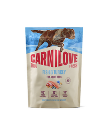 Mâncare câini adulți CARNILOVE True Fresh Dog Fish and Turkey Adult 1,5 kg pește și curcan