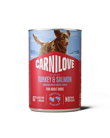 Hrană umedă câini CARNILOVE Dog Can 400 g curcan și somon, pate