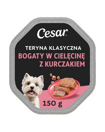 Hrană umedă câini adulți CESAR terină cu vițel și pui 150 g