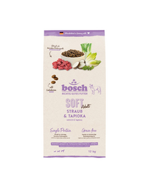 BOSCH HPC Soft Adult 12 kg hrană semi-umedă câini, monoproteică cu struț și tapioca