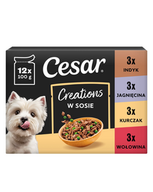 CESAR Creations hrană umedă câini adulți, mix 4 arome 12x100 g